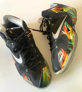 NIKE LEBRON 11 Sneakers Mens 9.5 EVERGLADES Mid 616175-006 2014 Black Green 43EU - Picture 1 of 11