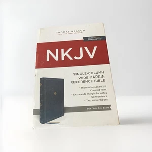 NKJV Reference Bible: Single-Column Extra-WIDE Margin, Blue Hardcover New - Picture 1 of 4