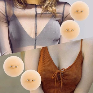 Seamless Breast Patch With Nipple Studs Nipple Studs M6V6 R6Z5 Silicone Q F2L2 - Picture 1 of 13