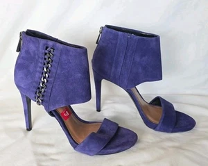 Vince Camuto Freya Open-Toe Heels Size 8.5 Purple Ankle Cuff/ Gunmetal Chain - Picture 1 of 6