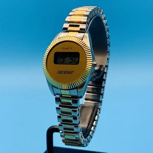 NELSONIC Vintage Women’s Digital Quartz Bracelet Wristwatch Two Tone Date Works - Picture 1 of 16