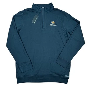 Travis Mathew Newport 1/4 Zip Fleece Pullover Men L Black Lined Embroidered - Foto 1 di 8