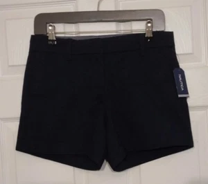Nautica Damen marineblau Chino Shorts Größe 2 Stretch Baumwolle vorne flach neu mit Etikett NEU - Bild 1 von 13