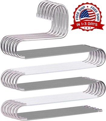 Perchas para pantalones de acero inoxidables antideslizantes (paquete de 6) NUEVO. Foto 1 de 4