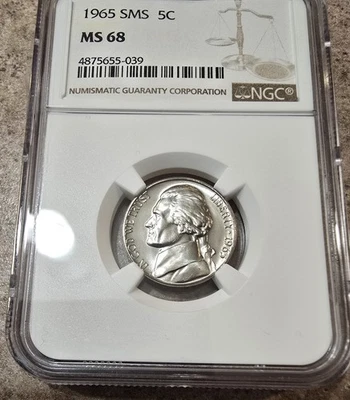 1965 SMS Jefferson Nickel 5c Certified by NGC MS68 - Image 1 of 2