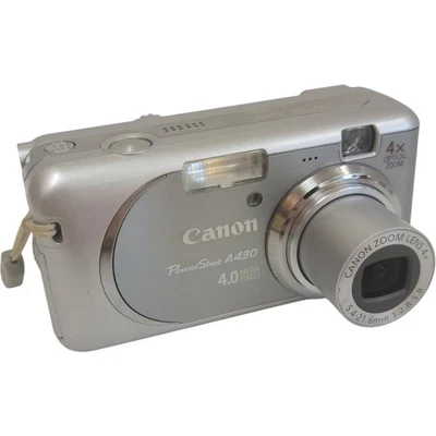 Canon PowerShot A430 Digital Compact Camera 4MP 4x Optical Zoom Silver - Image 1 of 4