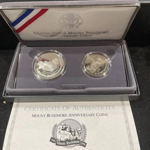 1991 S Gem Mount Rushmore Anniversary Coins With A Silver Dollar And A Clad Half - Picture 1 of 4