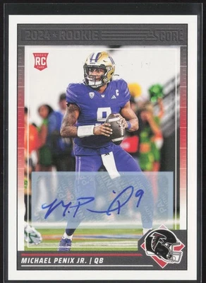 Michael Penix Jr. 2024 Panini Score #323 Base Auto RC Falcons - Image 1 of 2