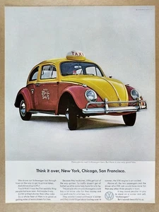 1964 VW Volkswagen Beetle taxi cab photo vintage print Ad - Picture 1 of 1