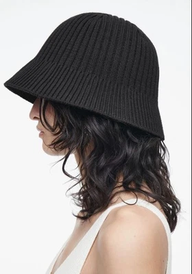 Sombrero cubo tejido mezcla lana/algodón negro COS M/L NUEVO CON ETIQUETAS Foto 1 de 4