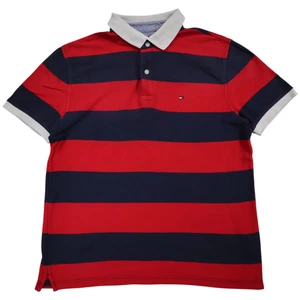 Tommy Hilfiger Mens Polo Shirt Size M Striped Short Sleeve Cotton Polyester - Picture 1 of 8