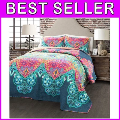 Juego de cama vibrante con estampado de cachemira, turquesa y azul marino Foto 1 de 2