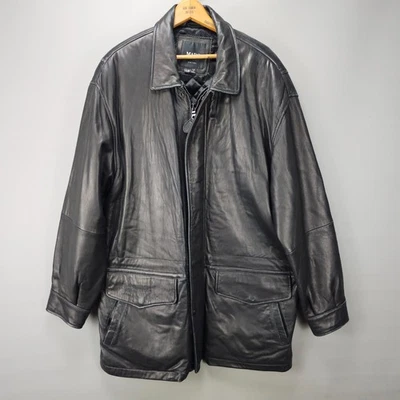 Chaqueta Abrigo Para Hombre Marc New York Genuino Mantequilla Suave Cuero Negro Talla Grande Foto 1 de 4