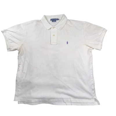 Ralph Lauren Polo Shirt Boys Extra Large White Purple Pony Logo Short Sleeve - Image 1 of 4