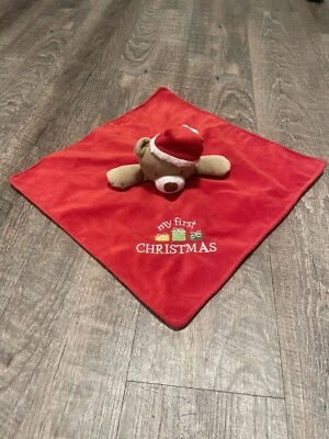 BABY STARTERS My First Christmas Red Bear Manta de Seguridad Satén Lovey Sonajero Foto 1 de 3