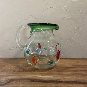 Fused Art Glass Chili Embossed Pepper Pitcher - Picture 1 of 7