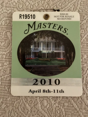 2010 MASTERS BADGE TICKET AUGUSTA NATIONAL GOLF PGA PHIL MICKELSON WINS RARE 3RD Cover