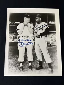 Mickey Mantle NY Yankees & Willie Mays Giant Autographed Baseball 8x10 Photo JSA - Picture 1 of 6