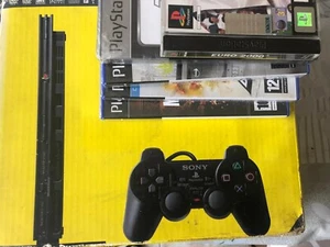 Console PlayStation 2 Slim Nera SCPH 77004 Ps2 Ps1 Controller Rosso 5 Giochi - Foto 1 di 21