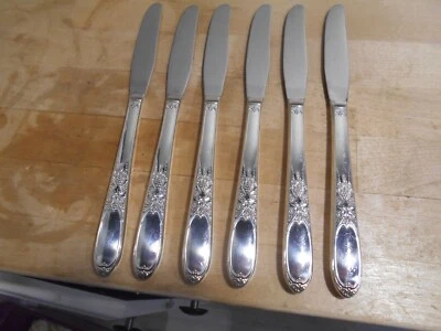 6 cuchillos Rogers 1934 BORGOÑA/CHAMPAIGNE patrón rejilla o Viande uvas 7079 Foto 1 de 3