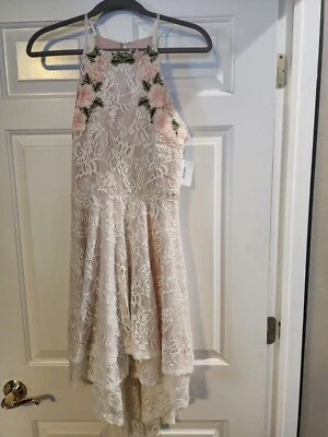 VESTIDO David's Bridal CITY TRIANGLES Marfil Floral Encaje Alto Bajo Sin Mangas RV$99 6 Foto 1 de 2