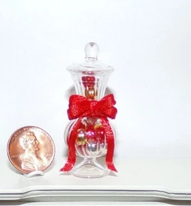 CASA DE MUÑECAS MINIATURA ESCALA 1:12 BOLA DE NAVIDAD/JARRÓN DE CARAMELO ~ FRASCO DE VIDRIO ROBLE ¡NUEVO! - Imagen 1 de 12
