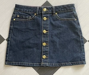 KATE SPADE Blue Mini Skirt The Rules Medium Wash Denim Button Up Pocket Girls 10 - Picture 1 of 7