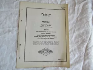 Briggs & Stratton 6HF 6HFB engine parts list manual catalog - Picture 1 of 5