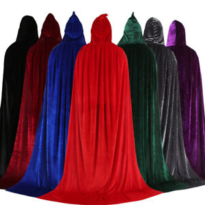 Unisex Hooded Cloak Witch Wizard Cloak Costume Adult Velvet Cloak Long Robe