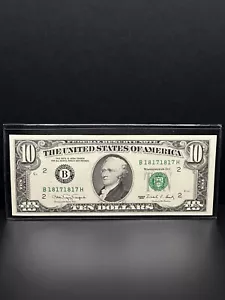 1990-$10 DOLLARS BILL REPEARTER SERÍAL NUMBERS Nice Piece For Your Collection. - Picture 1 of 2
