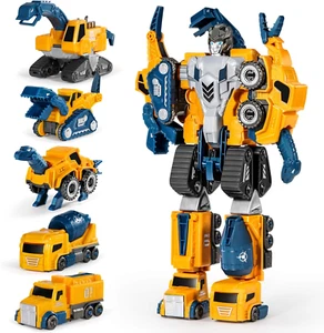 Set Veicoli da Costruzione Robot per Bambini - 5 Pezzi Robot Trasformatori per Bambini - Ma - Foto 1 di 11