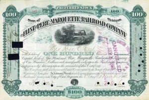 1883 Flint & Pere Marquette RR Stock Certificate - Picture 1 of 1