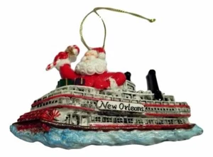 Steamboat Santa New Orleans Christmas Ornament Mardi Gras Party Favors - Picture 1 of 2