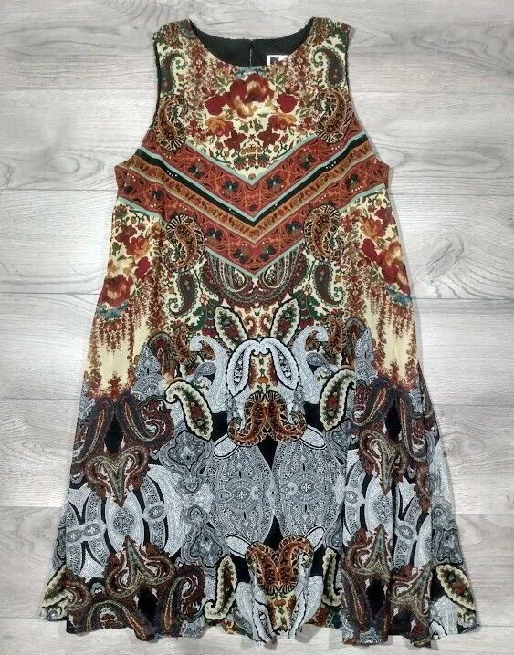 Платье цельнокроеное женское Julian Taylor New York без рукавов с цветочным узором пейсли размер 8 с подкладкой - Изображение 1 из 4