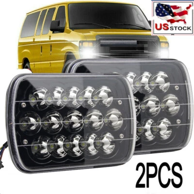 Pair Black 5x7 7x6 LED Headlight Hi/Lo Beam for Ford E-150 E-250 E-350 Econoline - Image 1 of 4
