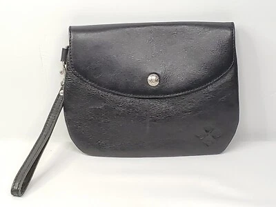 Patricia Nash Black Leather Marini Bag Waist Belt Purse Pouch Wrist Strap 8"x6.5 - Imagem 1 de 4
