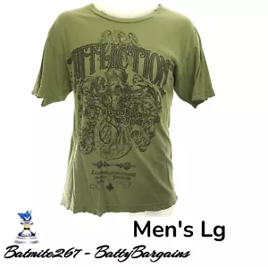Affliction Herren L USA hergestellt Distressed archaische Krone Graffiti Kreuz Gothic Shirt - Bild 1 von 12