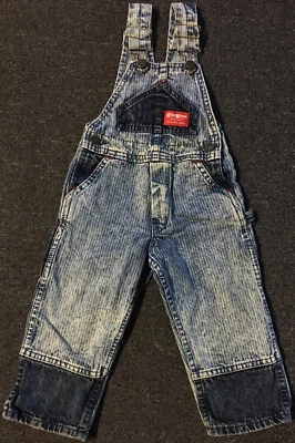 Vtg Oshkosh B’gosh Vestbak Overalls Baby 3T USA Conductor Pinstripe Grunge 70s - Image 1 of 4