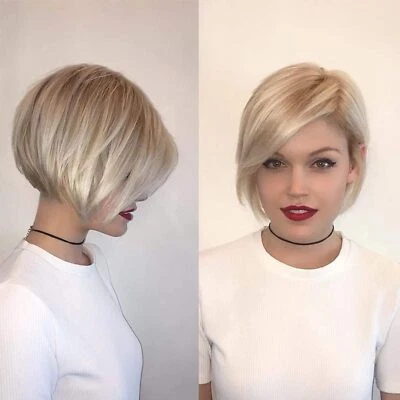 Moda feminina Bob Blonde Highlights perucas loiras curtas com marrom misto - Imagem 1 de 4
