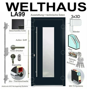 Haustür WH75 Aluminium mit Kunststoff LA99 Amsterdam AKTION Keyless GO Türen - Bild 1 von 13