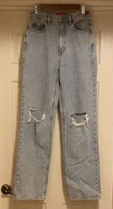 PACSUN x BUDWEISER 90s Boyfriend Light Wash Distressed Jeans Womens Sz 27 - Picture 1 of 16