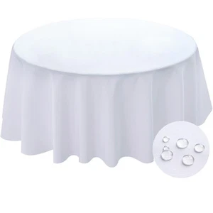BYDOLL Table Cloth Round 60 Inch Tablecloth Fits Max50 Inch Diameter Top,Whit... - Picture 1 of 7