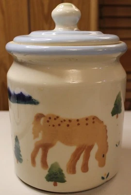 Tarro de galletas bote de 3 lb de gres de cerámica Hartstone Horse Country Foto 1 de 4