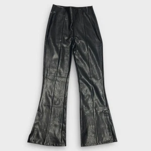Abercrombie & Fitch Split-Hem Vegan Leather Flare Pant Size Small SHORT NEW - Picture 1 of 9