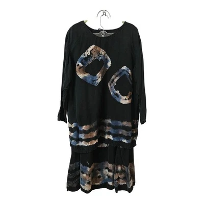 Vtg Carole Little Skirt Set Womens 10-12 Artsy Abstract Art to Wear Lagenlook - Image 1 of 4