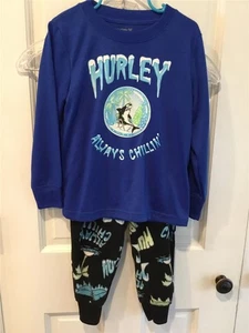 JUNGEN WINTER FLEECE PYJAMA SET GR. 4 2-TEILIG HURLEY BLAU NEU MIT ETIKETT - Bild 1 von 12