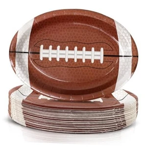 50Pcs Football Party Supplies Football Shaped Disposable Paper Dinner Plates - Picture 1 of 8
