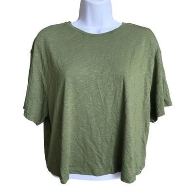 Joylab Mujer Verde Oliva Espalda Abierta Recortada Calce Cuadrado Ropa Activa Camiseta Pequeña Foto 1 de 4