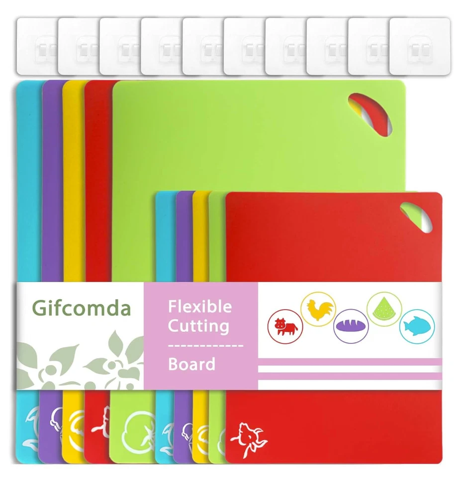 15-Piece Flexible Cutting Board Set Color-Coded BPA-Free No-Slip Dishwasher Safe - Image 1 of 4