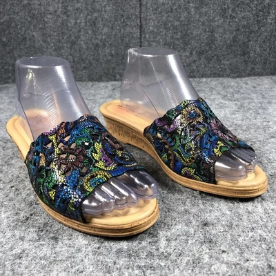 Spring Step Shoes Womens Size 9.5 Leather Slide Sandals Wedge Comfort Made Italy - Image 1 of 4